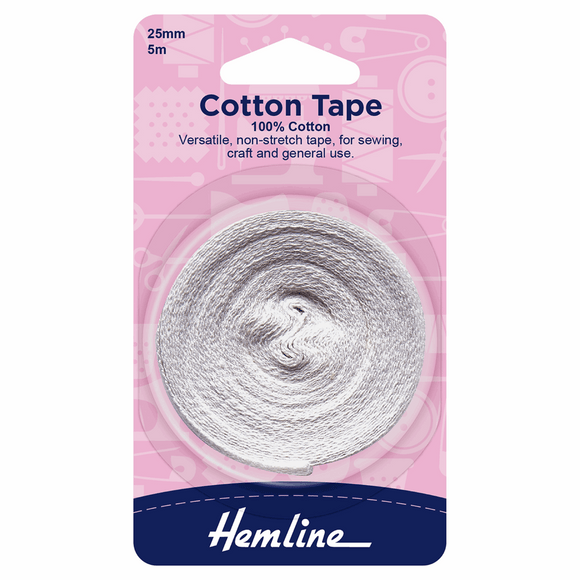 Cotton Tape 25mm White (5m pack)