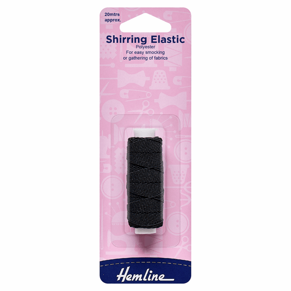 Elastic - Shirring 0.75mm Black (20m pkt)