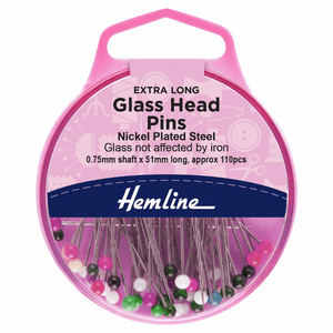 Pins Glass Head 51mm (pack of 110) by Hemline