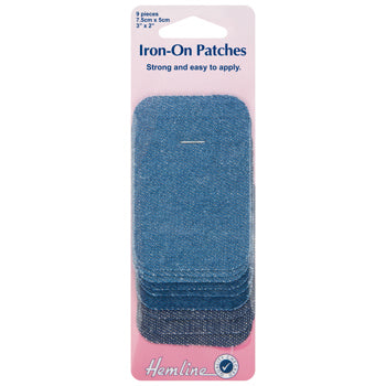 Patches in Denim Iron On 7.5cm x 5cm (pack of 9)