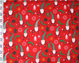 Polycotton Christmas Going Gonk on Red