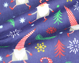 Polycotton Christmas Going Gonk on Blue