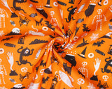 Polycotton Halloween Ghosts & Ghouls on Orange