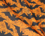 Polycotton Halloween Bats on Orange