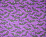 Polycotton Halloween Bats on Purple