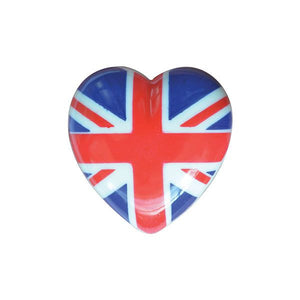 Button 20mm Heart with Shank, Union Jack