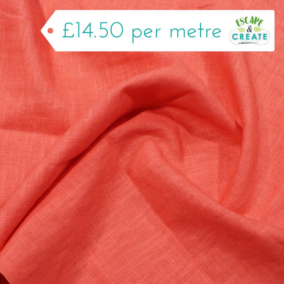 Linen in Plain Coral (Washed)