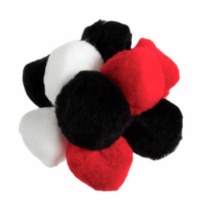 Pom Pom Pack Black, White, Red 2" (pack of 25)
