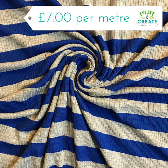 Jersey Ribbed Stripe in Royal Blue and Grey