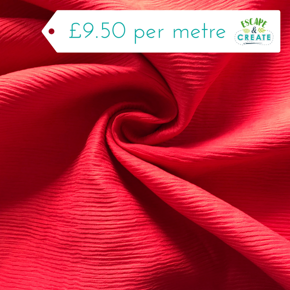 REMNANT Viscose Blend Crepe in Plain Red (150cm wide x 230cm)