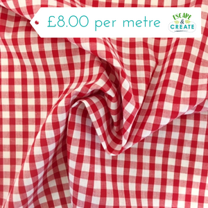 Gingham 1/4" 100% Cotton in Red (140cm wide)