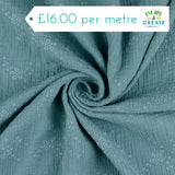 Double Gauze Embroidered in Petrol Blue (100% Cotton)