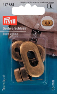 Bag Turn Clasp 35mm in Antique Brassr by Prym