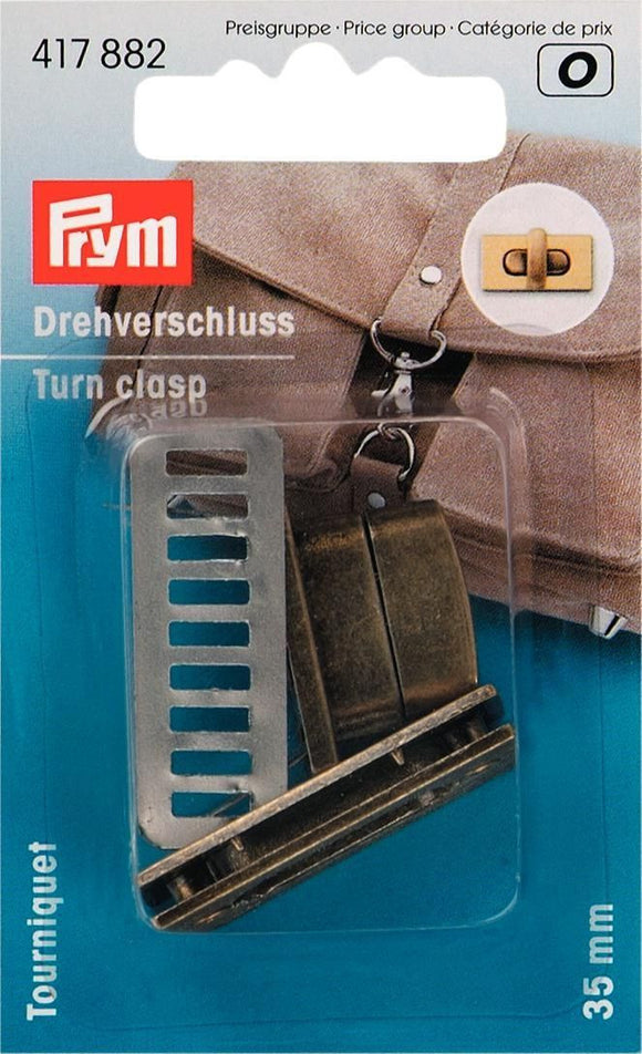 Bag Turn Clasp 35mm in Antique Brass by Prym