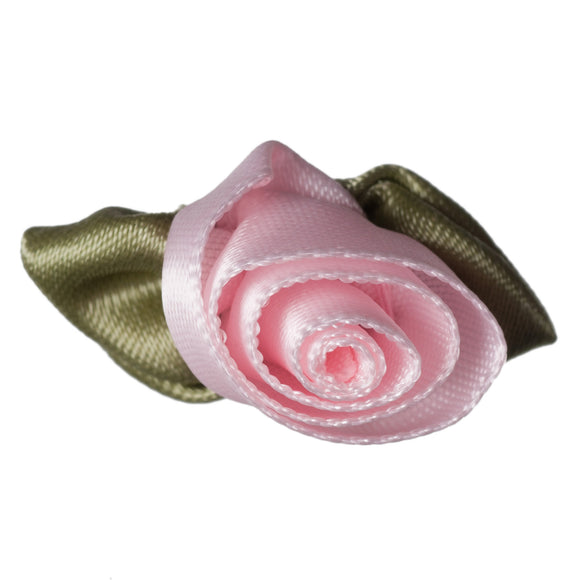 Rose: Large with Green Leaves in Light Pink
