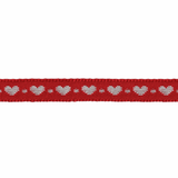 Ribbon 10mm Little White Hearts on Red