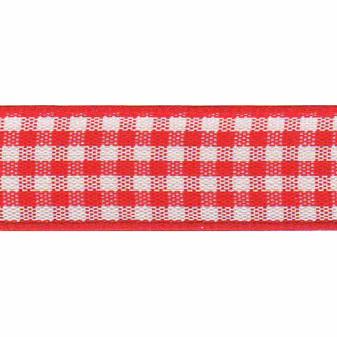 Ribbon Gingham 10mm Col 15 Red