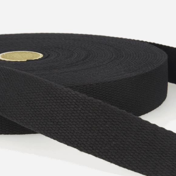 Webbing Tape 25mm (Cotton) in Black