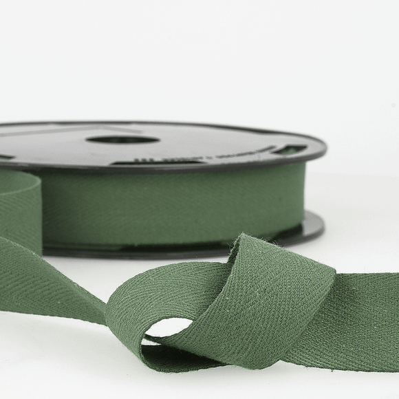 Webbing Tape 25mm (Cotton Twill) in Bottle Green