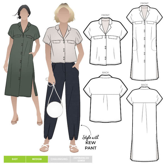 Style ARC Monty Shirt & Shirt Dress Pattern Size 4-16