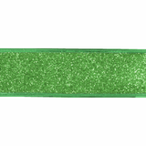Ribbon 63mm Wire Edged Glitter in Green