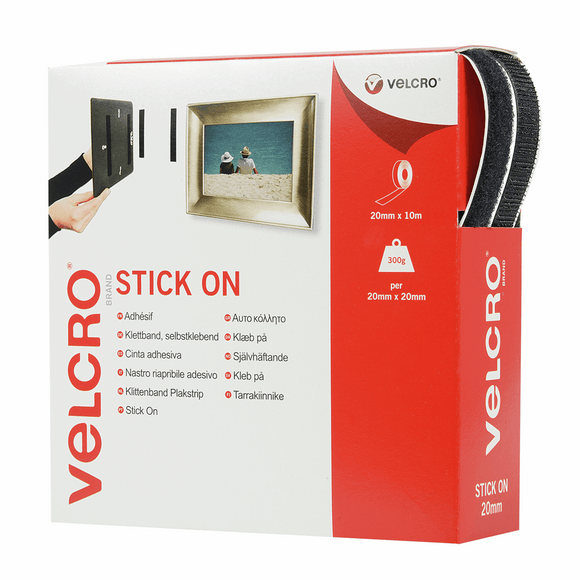 Hook & Loop Tape - Stick On 20mm wide Black by Velcro