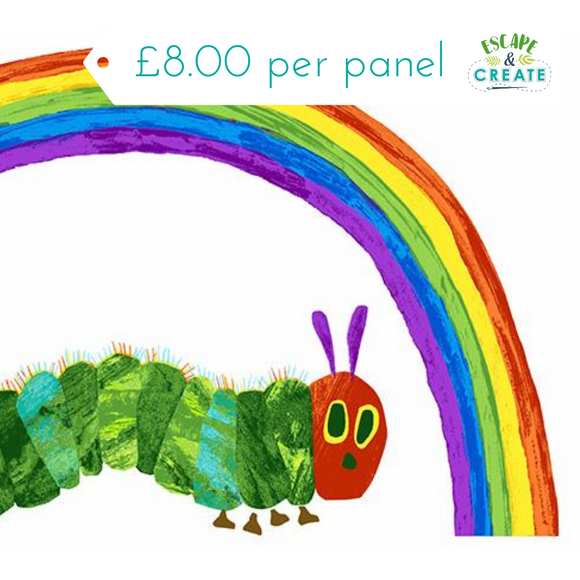 Panel Very Hungry Caterpillar by Makower Rainbow on White (32)