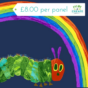 Panel Very Hungry Caterpillar by Makower Rainbow on Blue (33)
