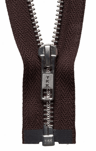 Nickel Free Metal Open Ended Zip 30cm Col 570 Brown