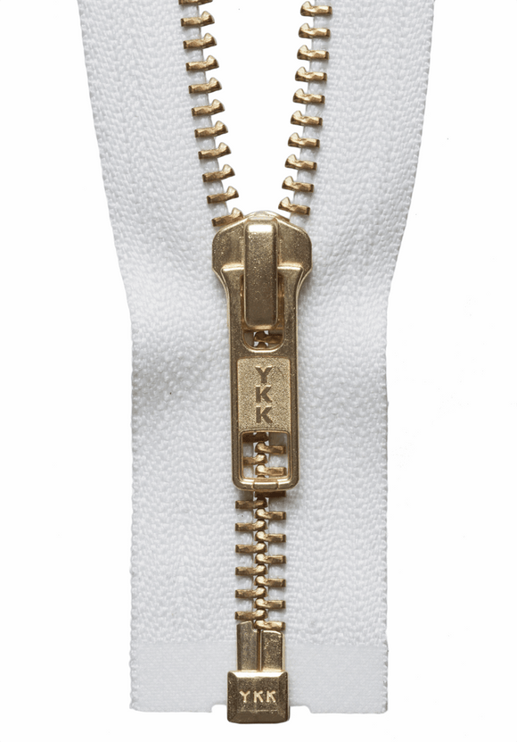 Brass Open Ended Zip 30cm Col 501 White