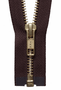 Brass Open Ended Zip 30cm Col 570 Brown
