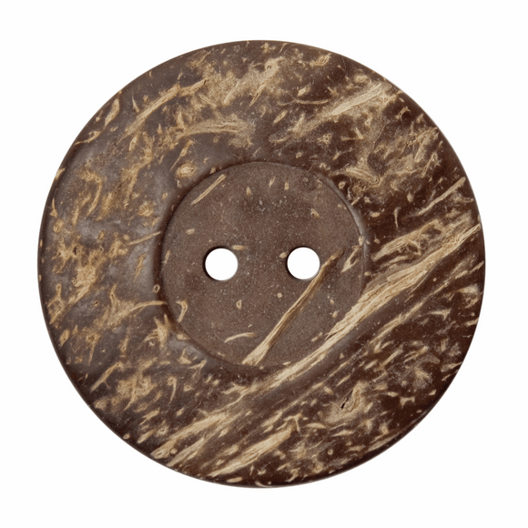 Button 50mm Round, Wood 2 Hole in Natural