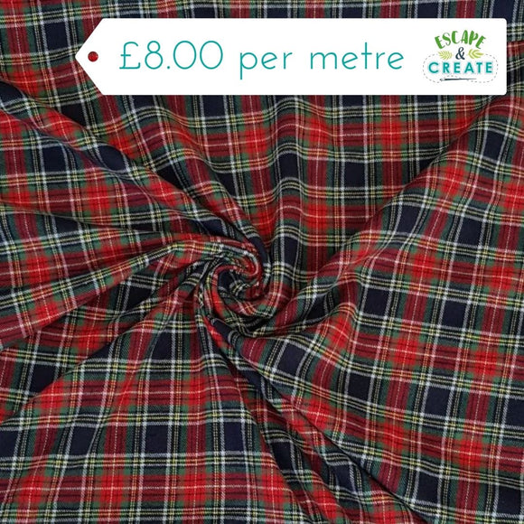 Brushed Cotton Check in Green/Red Tartan