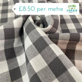 Gingham 1" 100% Cotton In Grey (140cm wide)