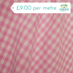 Gingham 1/4" 100% Cotton in Pink (140cm wide)