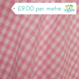 Gingham 1/4" 100% Cotton in Pink (140cm wide)