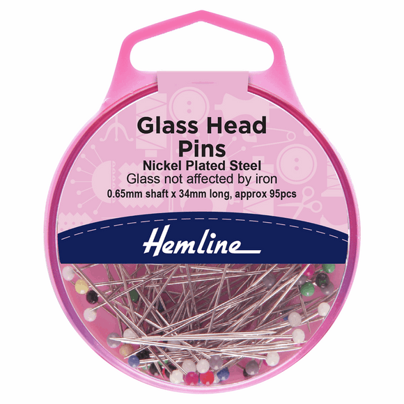Pins Glass Head 34mm (pack of 95) by Hemline