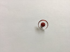 Button 13mm Round Clear Red Centre