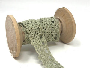 Lace: 20mm: Scalloped Edge in Olive Green (Cotton)