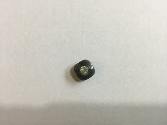 Button 10mm Square Grey With Gem