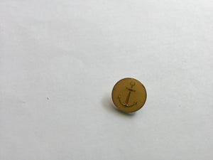 Button 22mm Round Gold Yellow Anchor