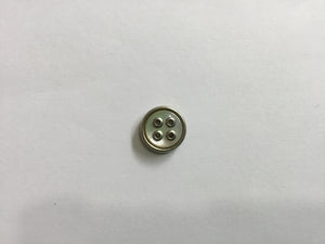 Button 15mm Silver Round Pearlised Centre