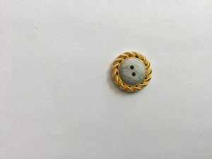 Button 22mm Round Gold Rim Marble Centre