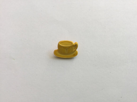 Button 18mm Novelty  Yellow Teacup