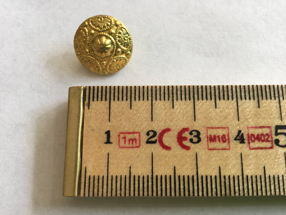 Button 15mm Shank Gold Embossed