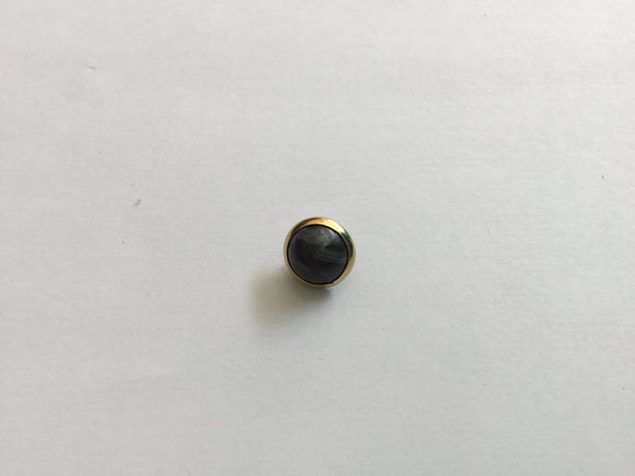 Button 12mm Round Gold Rim Black