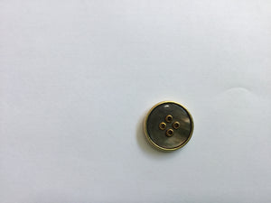 Button 25mm Round  Gold Rim with Black Pearl effect centre