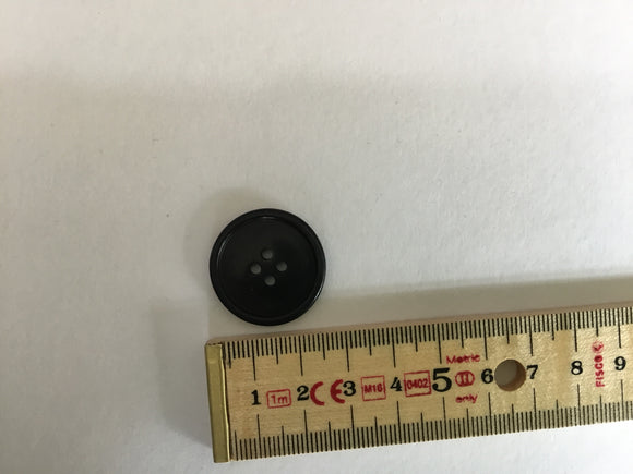 Button 30mm Round Raised Rim Black