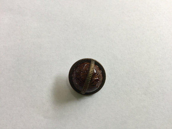 Button 21mm Round Two Tone Brass/Brown Globe