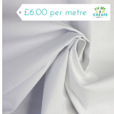 REMNANT Cotton Poplin Plain in White (140cm wide x 220cm length)